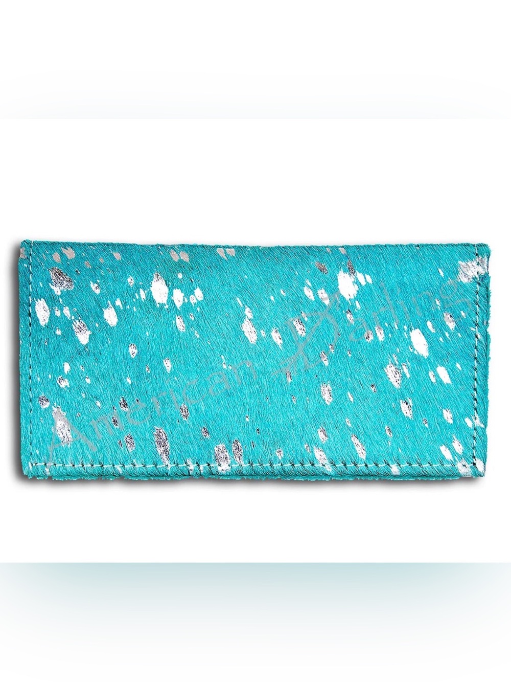Western Wallet Turquoise Leather Hide Wallet